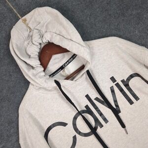 Calvin Klein Performance Womens Small Oatmeal Heather Cropped Hoodie Pullover